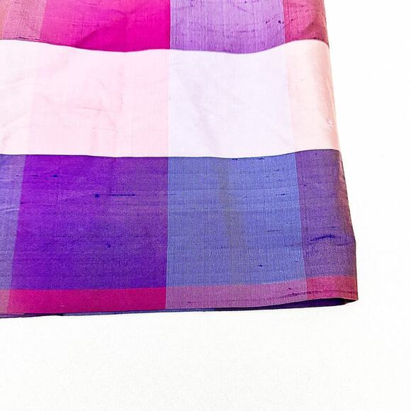 Jeremy Spenser Madras Plaid 100% Silk Checkered Pencil Skirt Purple Size 6 - Picture 5 of 6